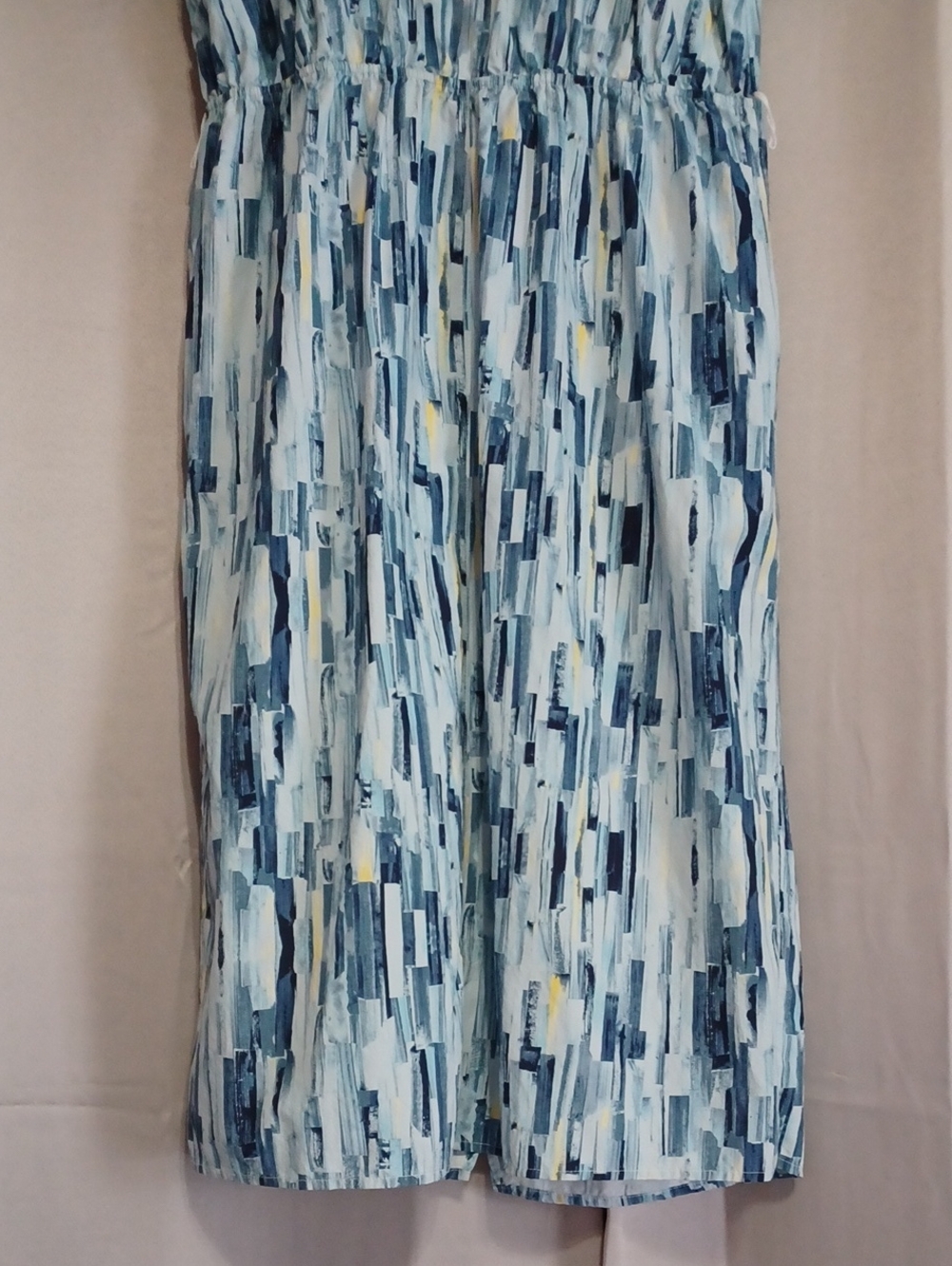 89th&Madison Short Sleeve Faux Wrap Midi Dress Pockets Sz M Elastic Waist Blue - Picture 13 of 15